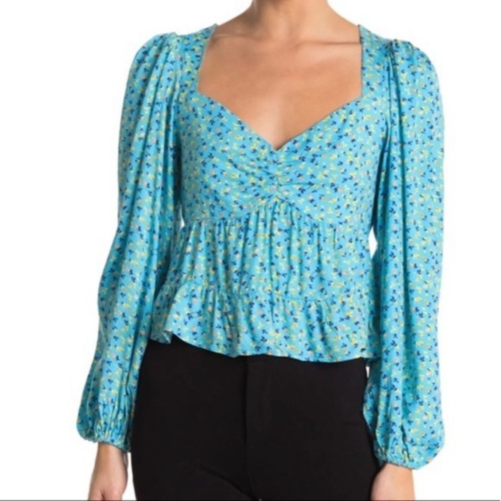 AFRM Ditsy Floral Puff Sleeve Top. Size S. NWOT